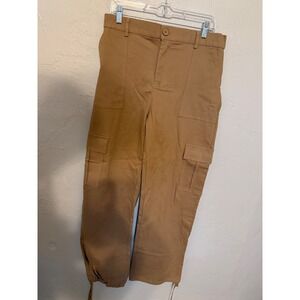 Lepunuo Womens Tan Cargo Pants High Waisted Utility Streetwear XL